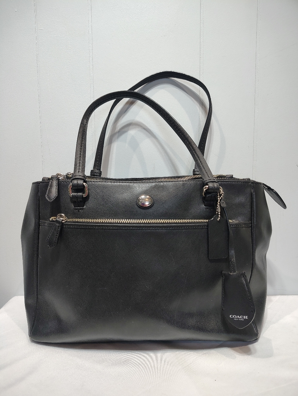 Coach Peyton Jordan Saffiano Leather Tote Black